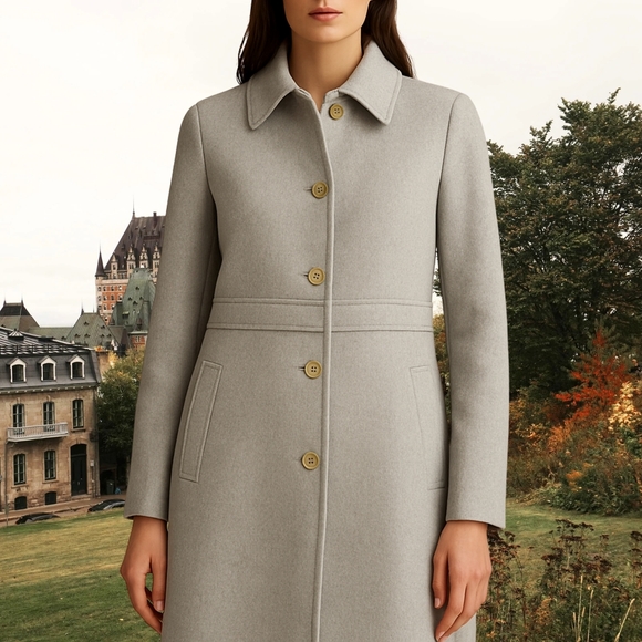 J.Crew Lady Day Coat Wool Blend NWOT Winter Peacoat Size 10 In Soft Grey - Picture 1 of 8